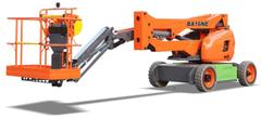 Dingli BA16NE articulating boom lift stowed with platform forward, side view – rental in Johor