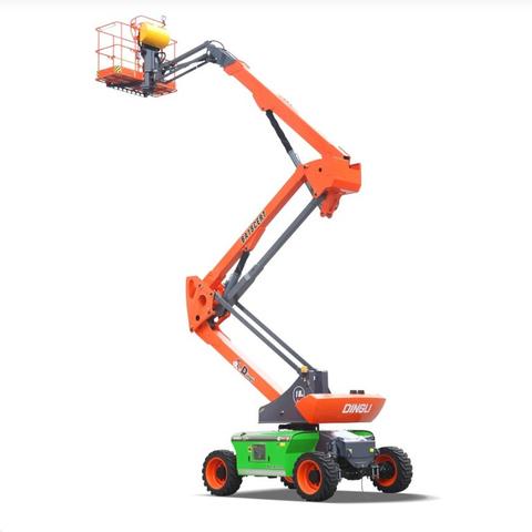 Dingli 18m electric articulating boom lift raised, for indoor and data centre work in Johor