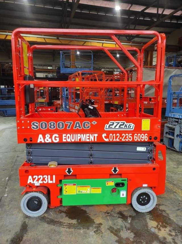 Dingli battery scissor lift checked and ready for rental delivery from the A&G yard in Johor