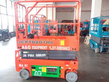 Dingli JCPT0807HA scissor lift with PMA sticker at the A&G yard in Johor