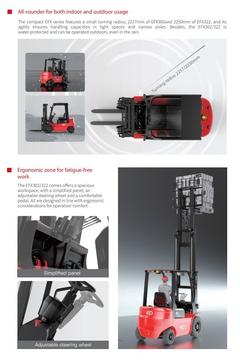 EP EFX302/322 feature page on turning radius and the ergonomic operator zone – forklift rental in Johor